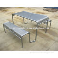 Galvanized steel garden table and bench,picnic table with bench